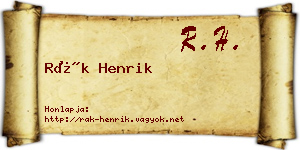 Rák Henrik névjegykártya